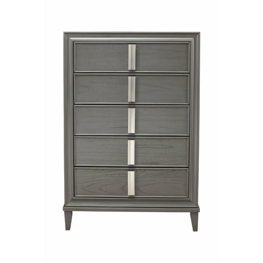 Skyline Decor Lorraine 5 Drawer Chest, Dark Grey