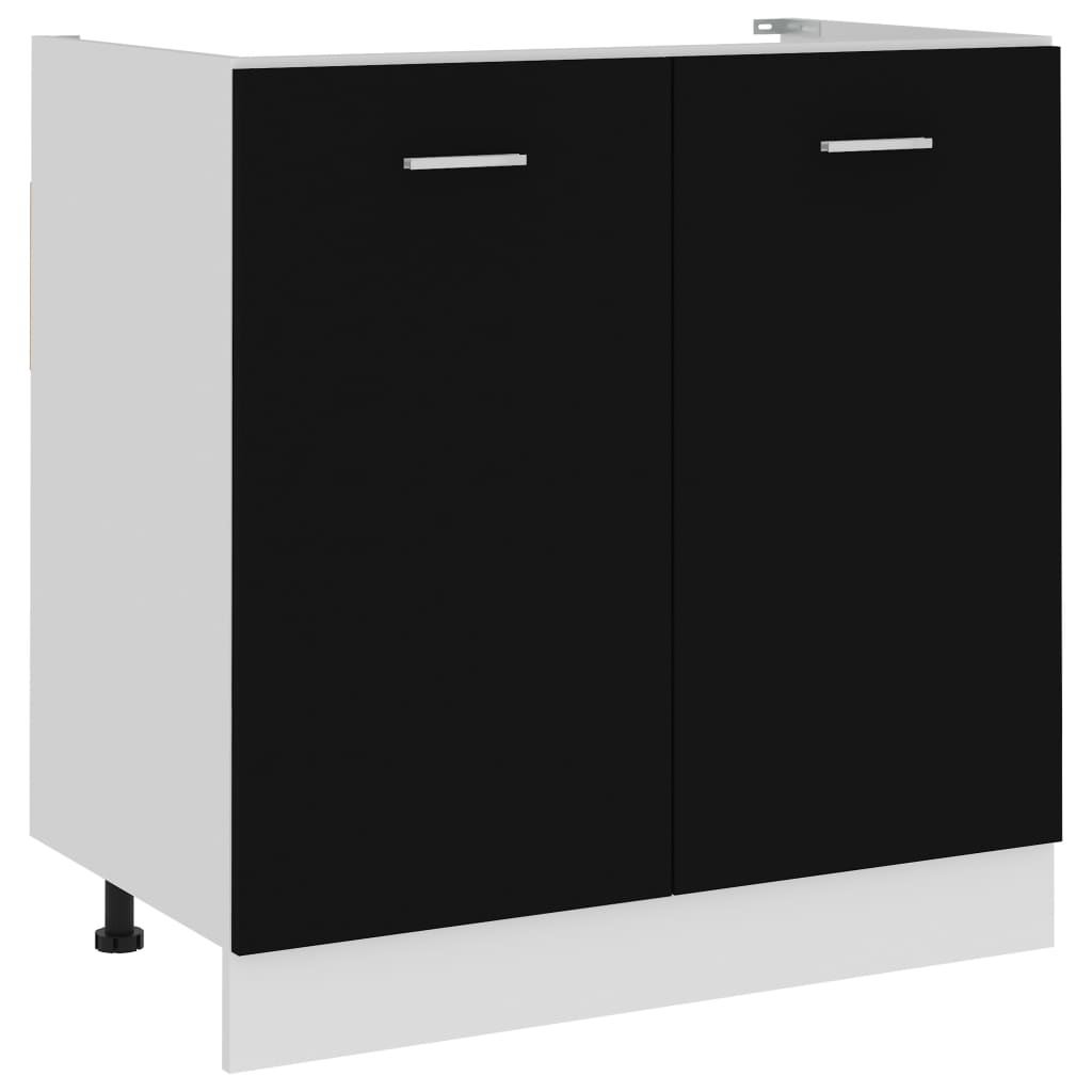 Sink Bottom Cabinet Black 31.5"x18.1"x32.1" Engineered Wood