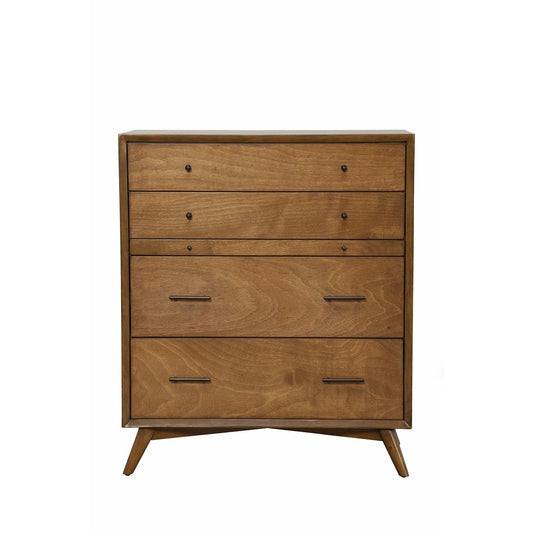 Skyline Decor Flynn Mid Century Modern 4 Drawer Multifunction Chest w/Pull Out Tray, Acorn