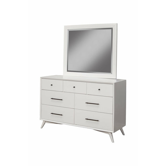 Skyline Decor Flynn Mid Century Modern 7 Drawer Dresser, White