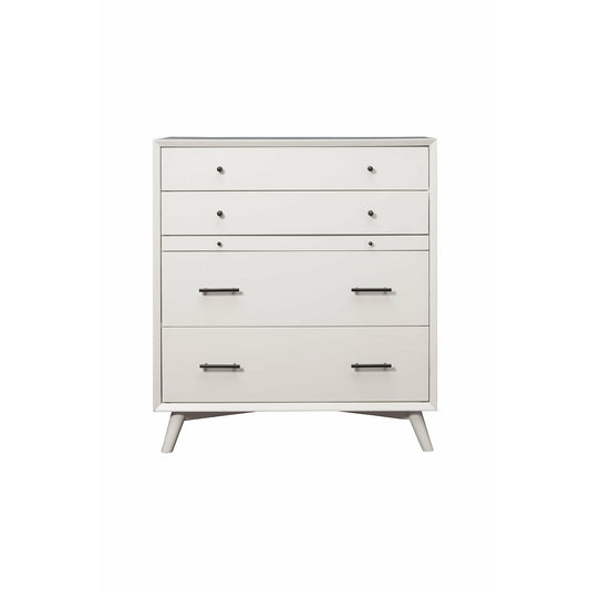 Skyline Decor Flynn Mid Century Modern 4 Drawer Multifunction Chest w/Pull Out Tray, White