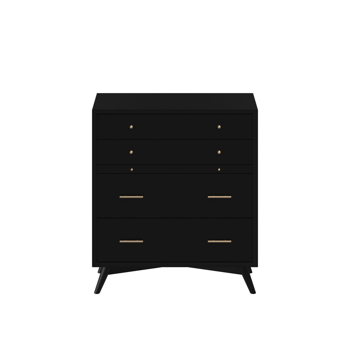 Skyline Decor Flynn Mid Century Modern 4 Drawer Multifunction Chest w/Pull Out Tray, Black