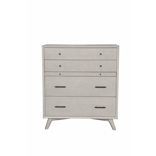 Skyline Decor Flynn Mid Century Modern 4 Drawer Multifunction Chest w/Pull Out Tray, Gray
