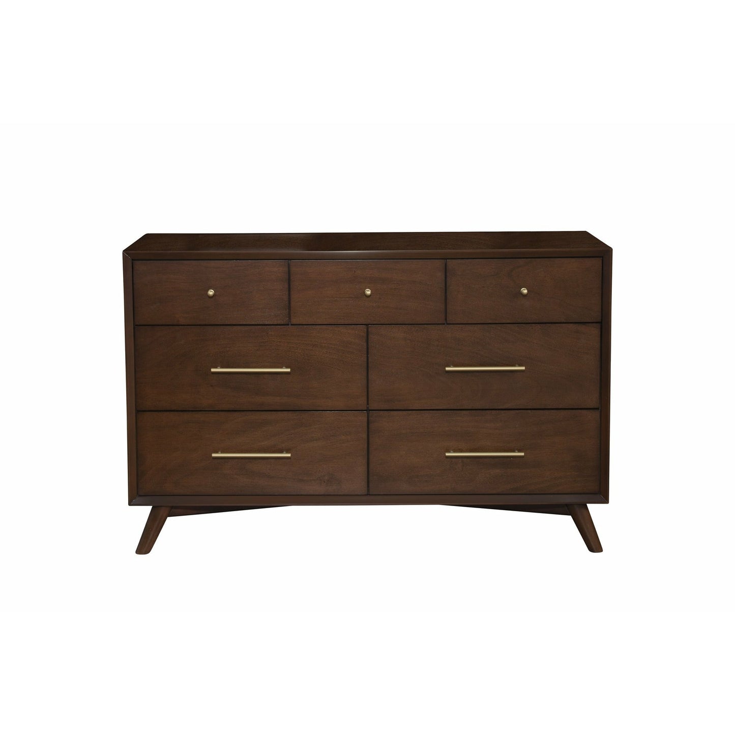 Skyline Decor Flynn Mid Century Modern 7 Drawer Dresser, Walnut