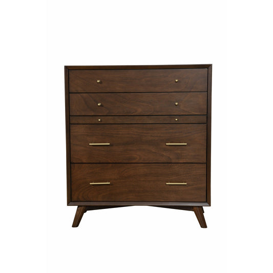 Skyline Decor Flynn Mid Century Modern 4 Drawer Multifunction Chest w/Pull Out Tray, Walnut