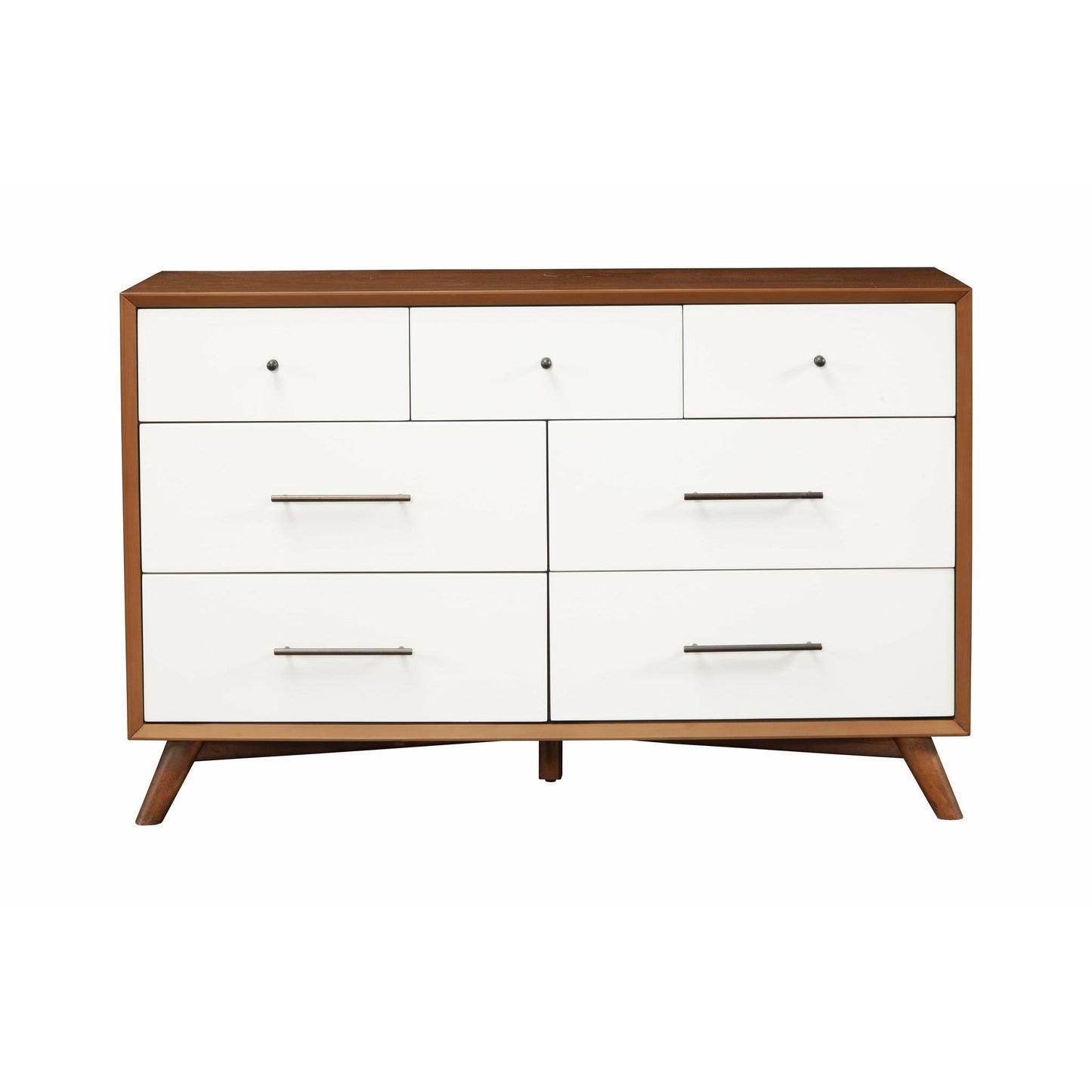 Skyline Decor Flynn 7 Drawer Two Tone Dresser, Acorn/White