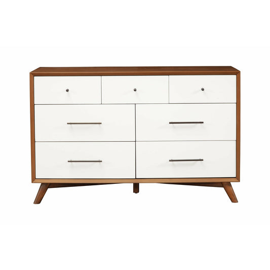 Skyline Decor Flynn 7 Drawer Two Tone Dresser, Acorn/White