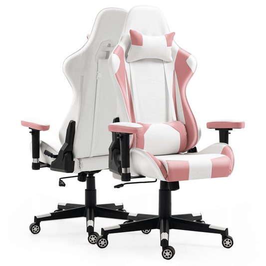 AVAWING Pink Gaming Chairs, PU Leather High Back Racing Gaming Chairs with Lumbar Support and Headrest, High Back Reclining Computer Chair, Christmas, Xmas Gift, PC Gaming Chairs for Adults Teens