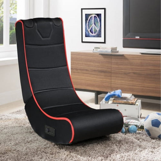 Adjustable Video Gaming Floor Chair with 2 Speakers, Foldable Floor Chair Rocker with Back Support, Adjustable Backrest Soft Rocker Chair for TV, Reading, Video Games Teens Adults(Black)