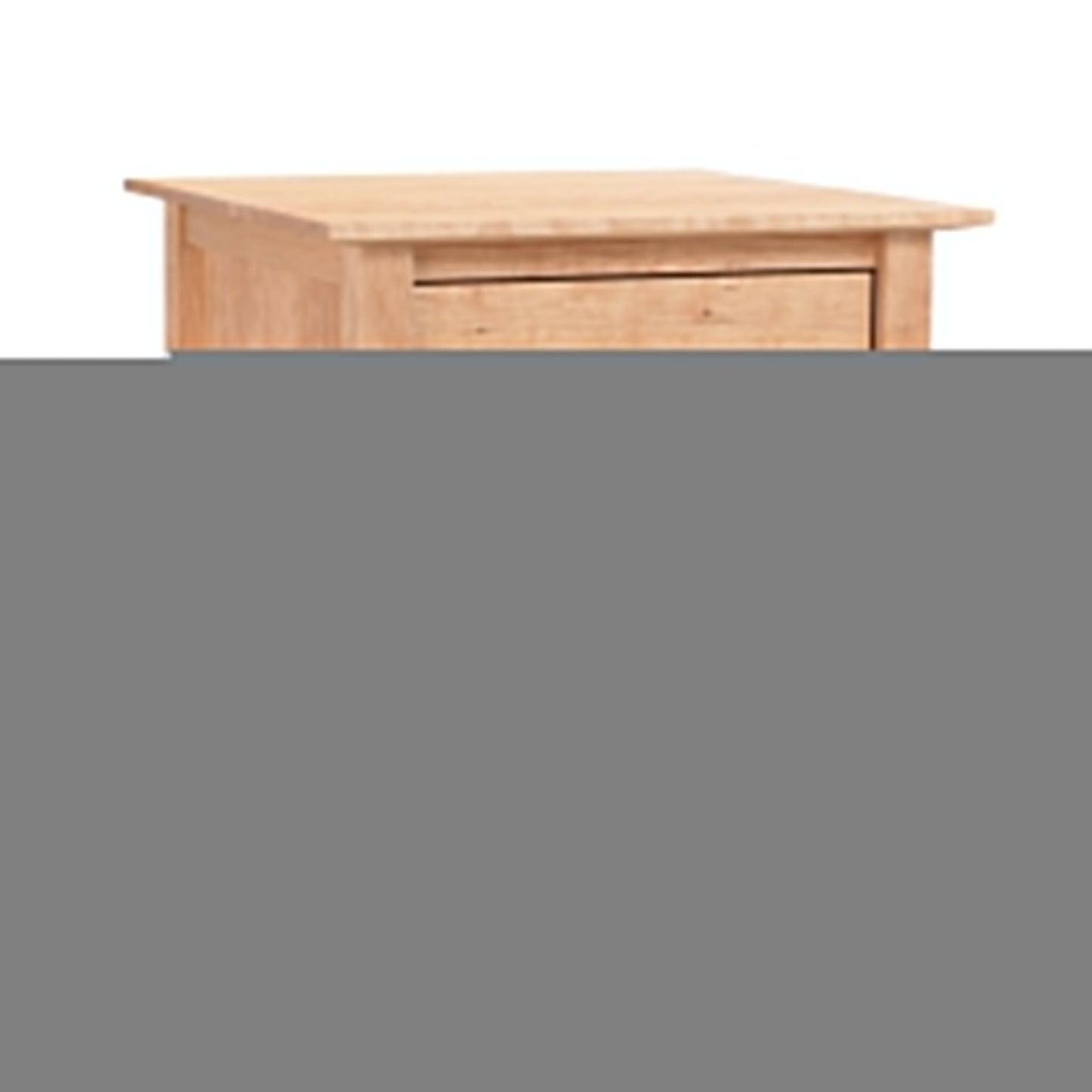 Wooden two-drawer Maple Corner Woodworks American Shaker File Cabinets isolated on a white background.