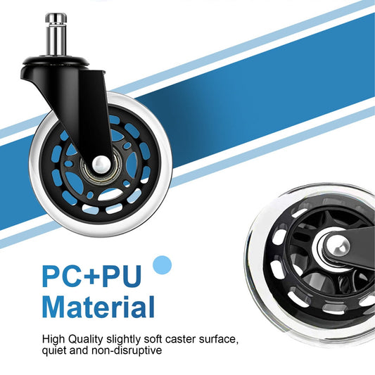 Arealer Office Chair Wheels Replacement PU Silent Glide Casters 5PCS 3INCH Diameter Wide Universal Fit for Gaming Chairs TV Rack / Large Loudspeaker Box / Camera Moving Frame Non-Marking Suitable Fo