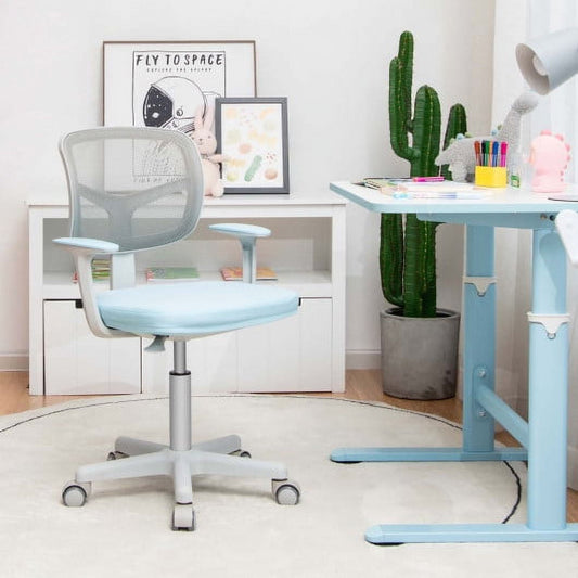 Auto Brake Casters for Kids-Blue Adjustable Desk Chair