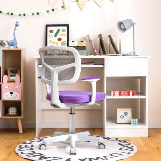 Auto Brake Casters for Kids-Purple Adjustable Desk Chair