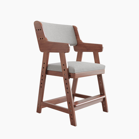 BALANBO Solid Wood Study Chair HighChair Adjustable Highchair for Toddlers to Teens with Steps Kids Dining Chair Study Chair with Removable Cushion (Brown)