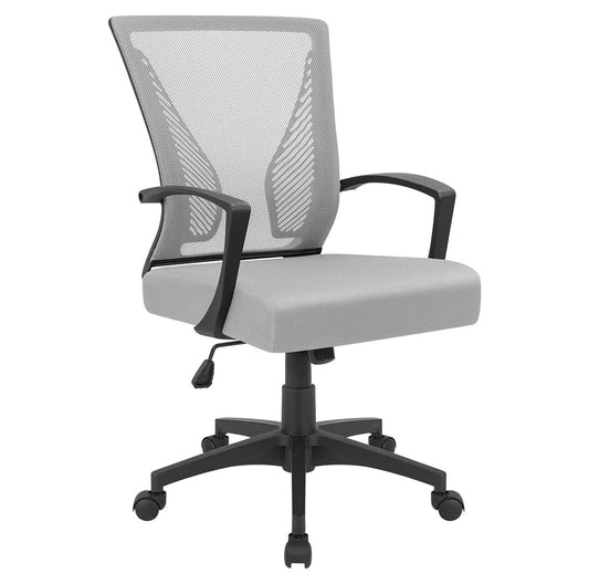BULYAXIA Ergonomic Grey Office Clearance Mesh Computer Lumbar Support Back Study Desk Modern Executive Task Chair Cheap Adjustable Swivel, 19.8' x 19.8' x 38.8'