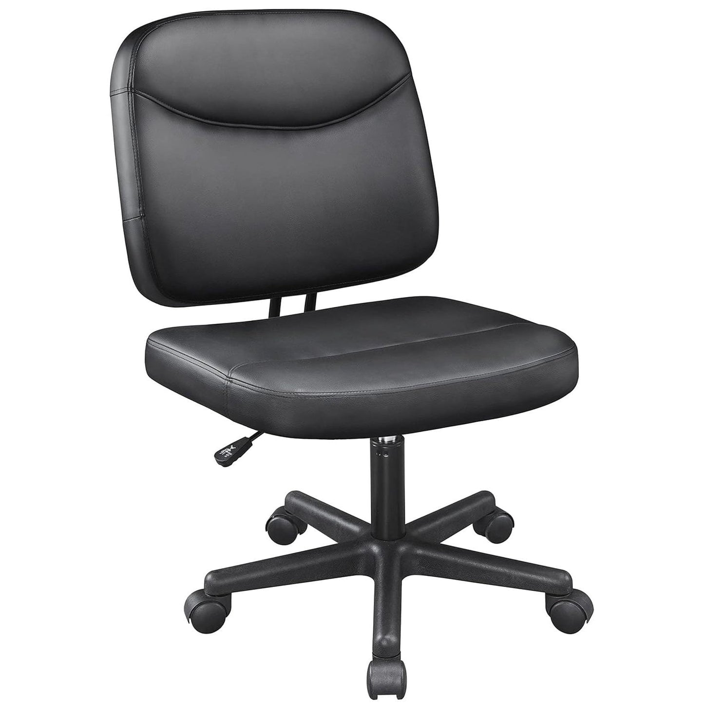 BULYAXIA Task Desk Chair Height Adjustable Chair Computer Faux Leather Chair Without Arms, Black