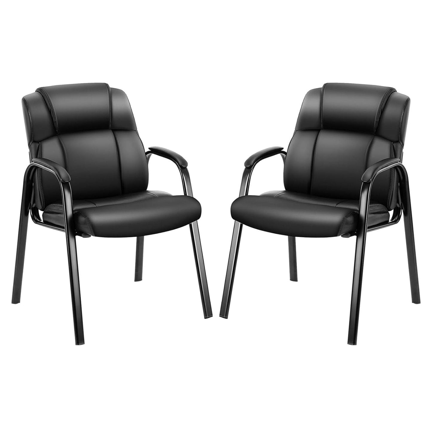 BULYAXIA Waiting Room Chairs Reception Chairs Office Guest Chairs Set of 2, Big and Tall Desk Chair No Wheels Executive Office Chair PU Leather Conference Room Chairs Lobby Chairs with Padded Arms