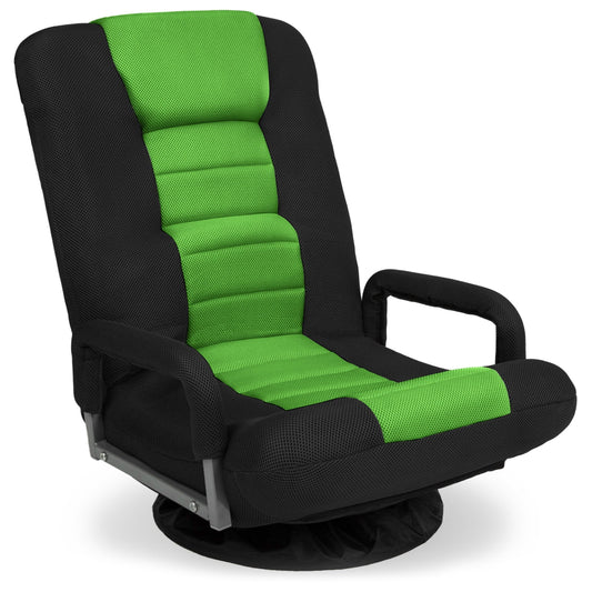Best Choice Products 360-Degree Swivel Gaming Floor Chair w/ Armrest Handles, Foldable Adjustable Back - Black/Green