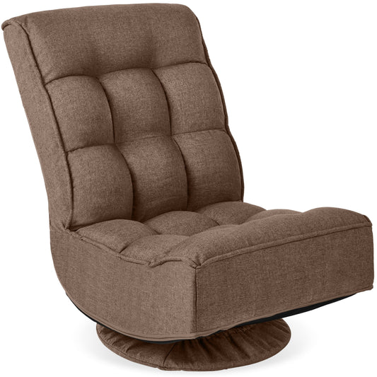 Best Choice Products Folding Floor Gaming Chair for Home, Office w/ 360-Degree Swivel, 4 Positions - Coffee