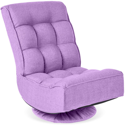 Best Choice Products Folding Floor Gaming Chair for Home, Office w/ 360-Degree Swivel, 4 Positions - Lavender