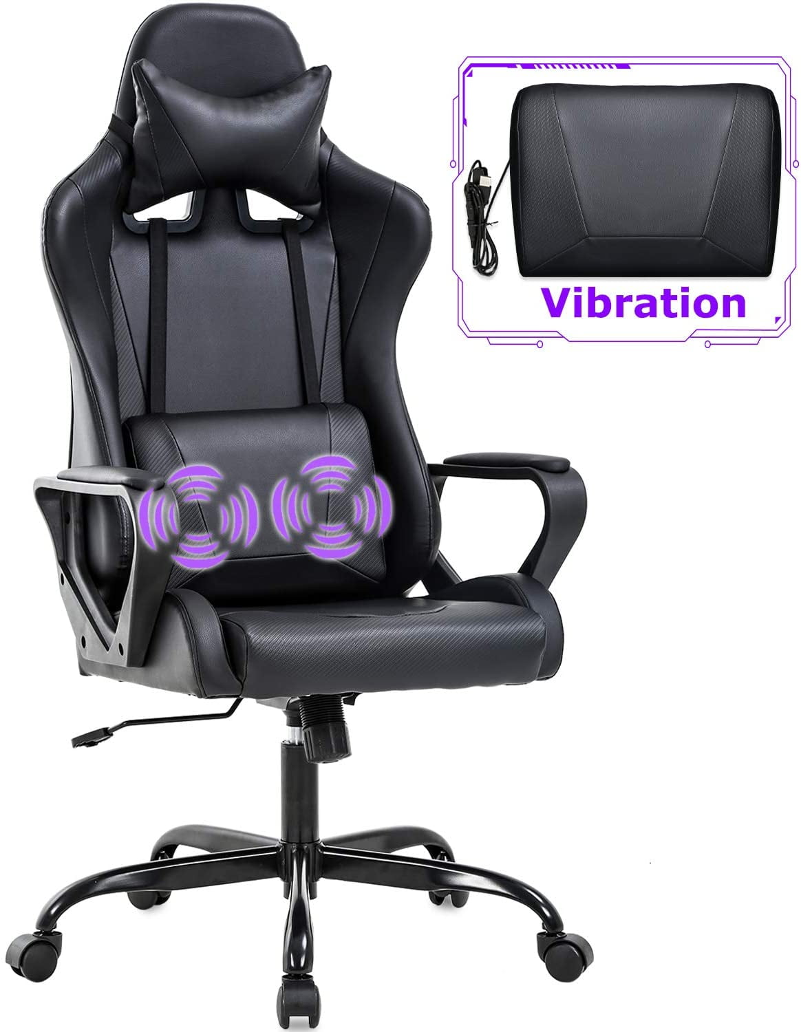 BestOffice Executive Chair with Swivel & Massaging, 250 lb. Capacity, Black