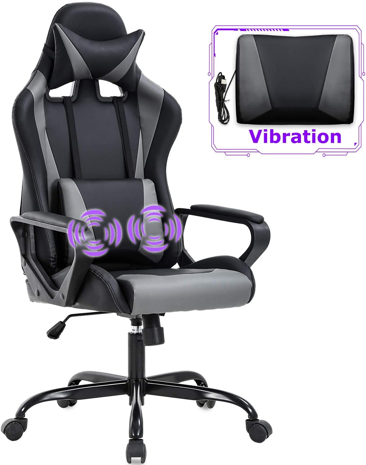 BestOffice Executive Chair with Swivel & Massaging, 250 lb. Capacity, Grey
