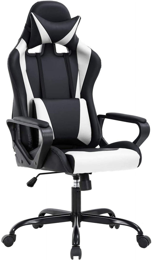 BestOffice High-Back Gaming Chair PC Office Chair with Lumbar Support for Back Pain Adult (White)