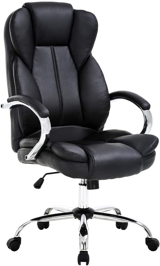 BestOffice Office Chair Desk Chair Computer Chair with Lumbar Support Arms Headrest High Back PU Leather Adjustable(Black)