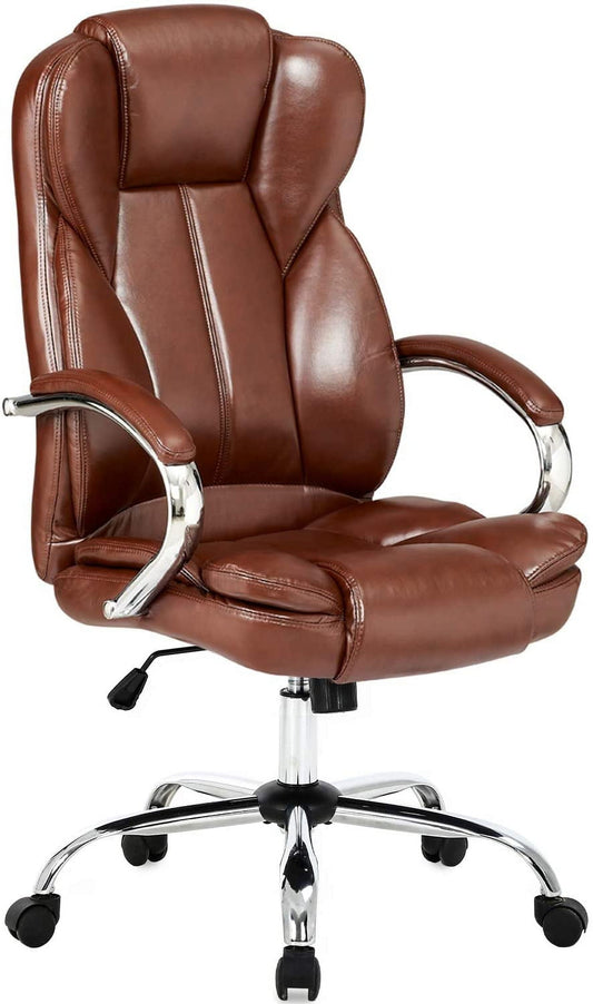 BestOffice Office Chair Desk Chair Computer Chair with Lumbar Support Arms Headrest High Back PU Leather Adjustable(Brown)