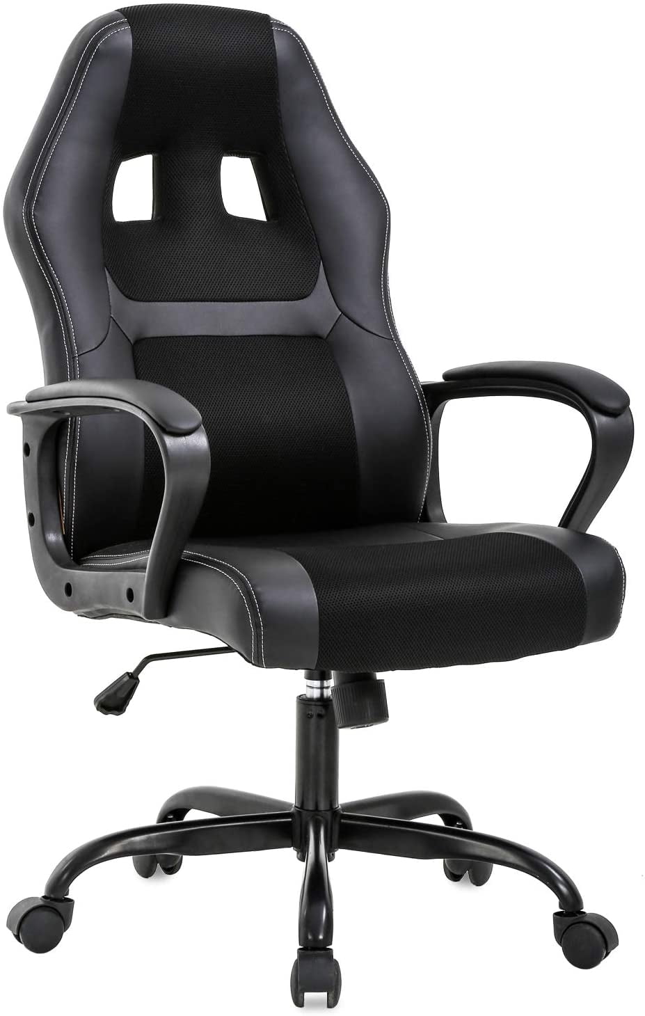 BestOffice Office Chair PC Gaming Chair Cheap Desk Chair Ergonomic PU Leather Executive Computer Chair Lumbar Support for Women, Men(Black)
