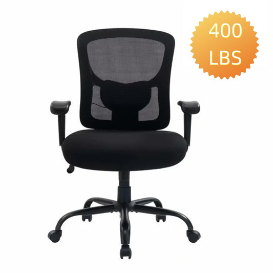 Bigroof Ergonomic Mid-Back Office Chair, Adjustable Computer Desk Chair with Lumbar Support, 400lb, Black