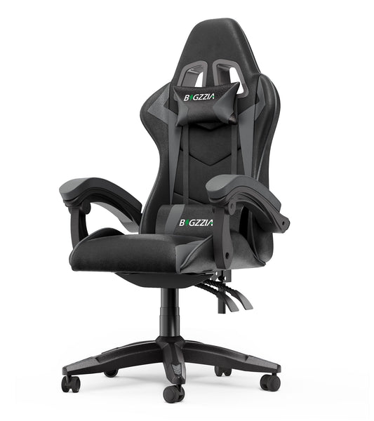 Bigzzia Gaming Chair Office Chair, Ergonomic Game Chair with Headrest & Lumbar Pillow, Gray