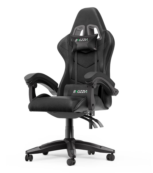 Bigzzia Gaming Chair with Lumbar Support & Height Adjustable, Black