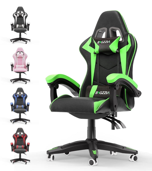 Bigzzia High-Back Gaming Chair PC Office Chair Computer Racing Chair PU Desk Task Chair Ergonomic Executive Swivel Rolling Chair with Lumbar Support for Back Pain Women, Men (Green)