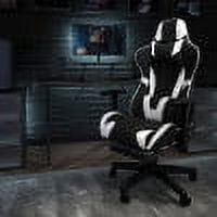 BizChair X30 Gaming Chair Racing Office Ergonomic Computer Chair with Fully Reclining Back and Slide-Out Footrest in Black LeatherSoft