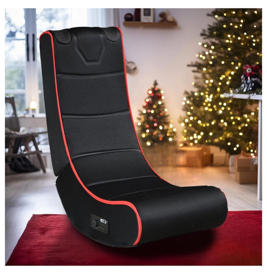 Black Floor Gaming Chair with Speakers, Adjustable Lazy Folding Gaming Chair for Playing Video Games with Back Support, Gaming Bean Bag Rocker Chair for Kids and Adults