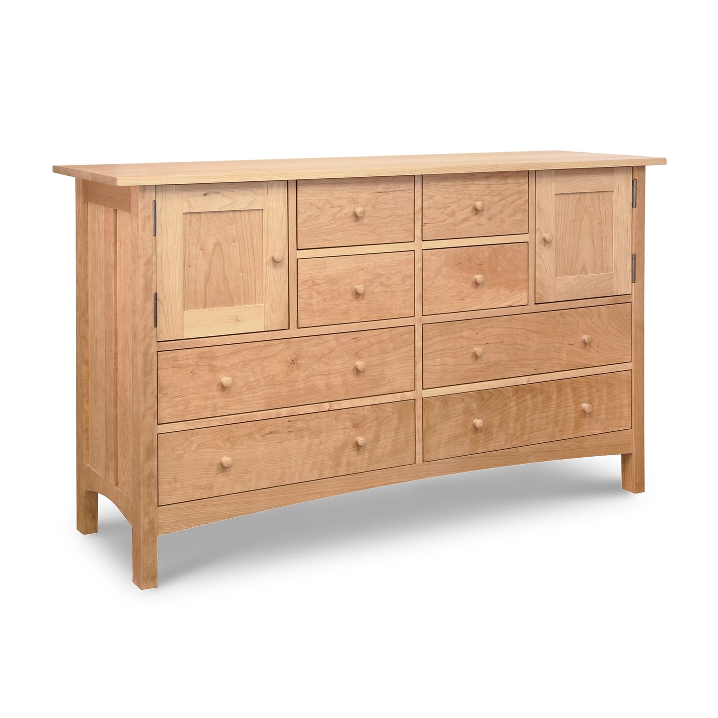 An eco-friendly Vermont Furniture Designs Burlington Shaker 8-Drawer 2-Door Dresser against a white background.