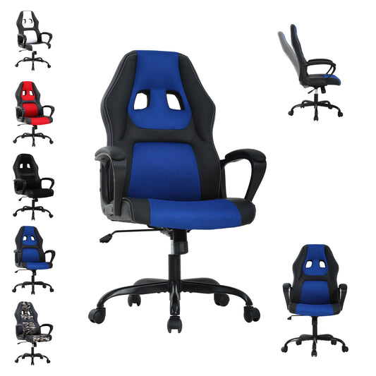 CL.HPAHKL PC Gaming Chair, Ergonomic Computer Chair PU Leather Gamer Chair with Headrest and Lumbar Support, Height Adjustable Video Game Chair Gaming Chair for Adults Teen, Blue
