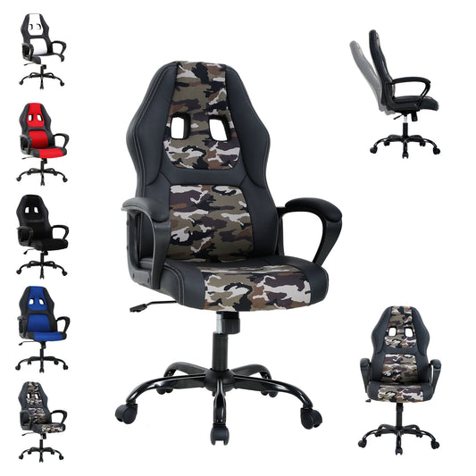 CL.HPAHKL PC Gaming Chair, Ergonomic Computer Chair PU Leather Gamer Chair with Headrest and Lumbar Support, Height Adjustable Video Game Chair Gaming Chair for Adults Teen, Camo
