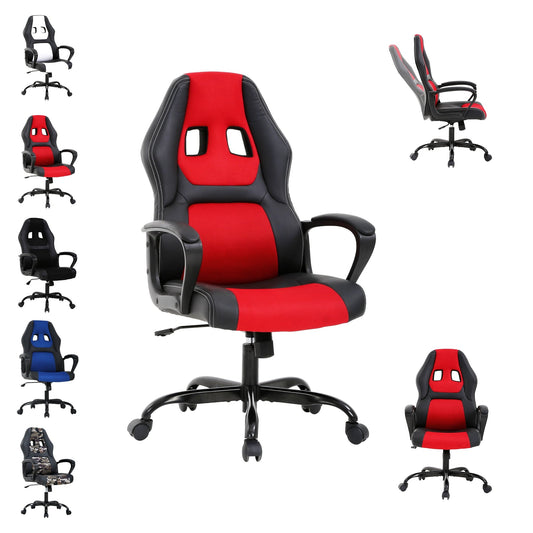 CL.HPAHKL PC Gaming Chair, Ergonomic Computer Chair PU Leather Gamer Chair with Headrest and Lumbar Support, Height Adjustable Video Game Chair Gaming Chair for Adults Teen, Red