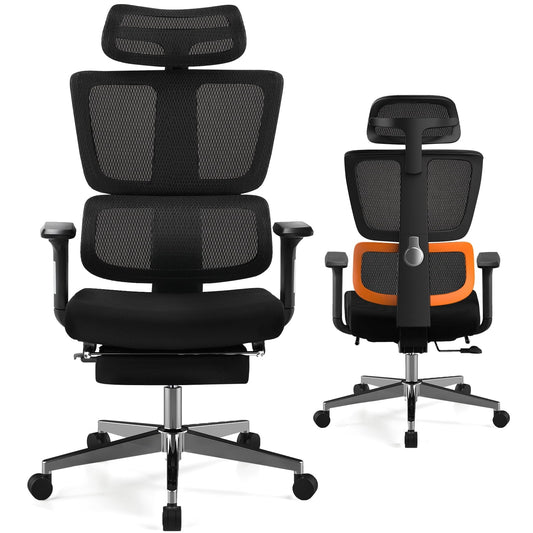 COMHOMA High Back Ergonomic Mesh Office Task Chair with Footrest, Black