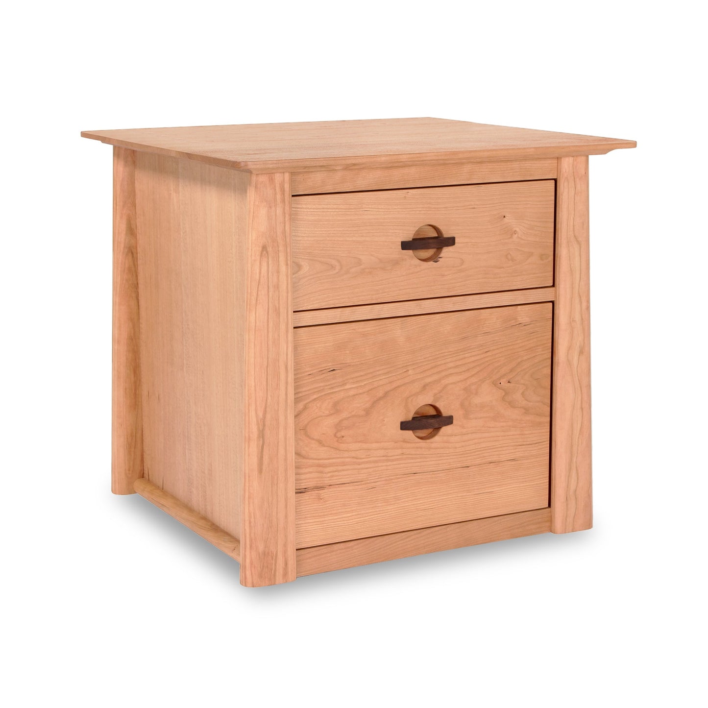 A Cherry Moon File Cabinet by Maple Corner Woodworks isolated on a white background.