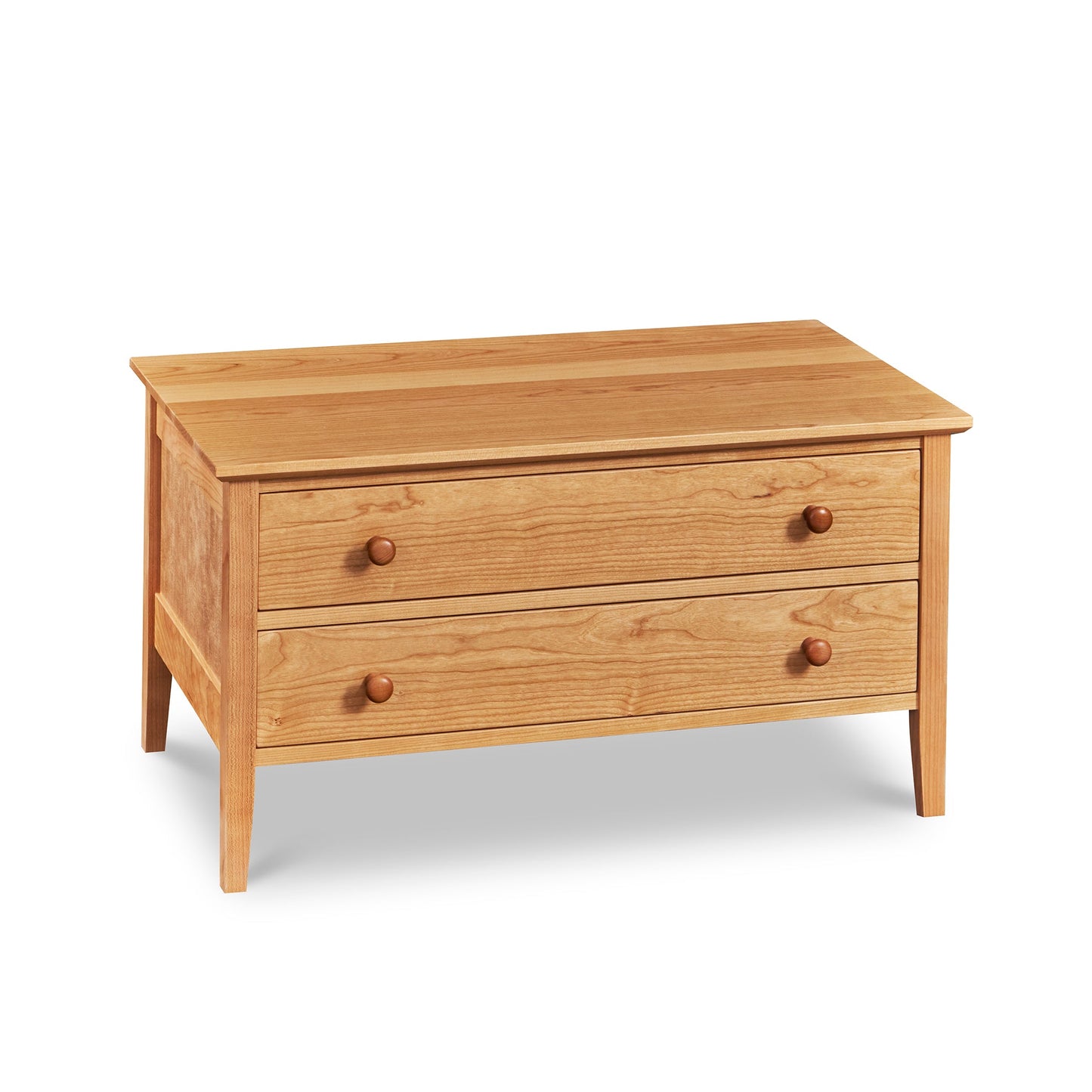 Shaker style, cherry wood two-drawer bedroom storage chest