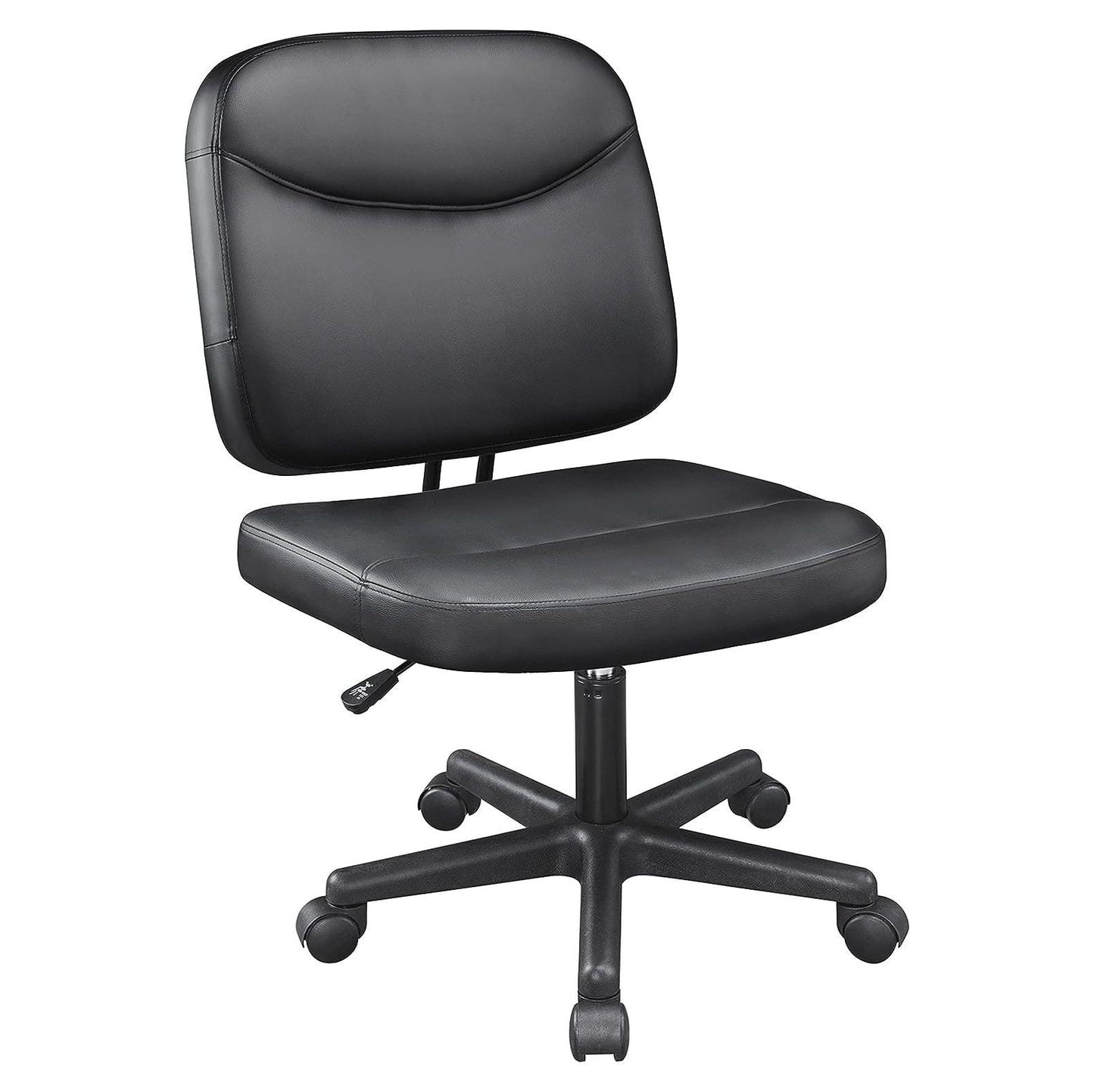 CintBllTer Task Desk Chair Height Adjustable Chair Computer Faux Leather Chair Without Arms, Black