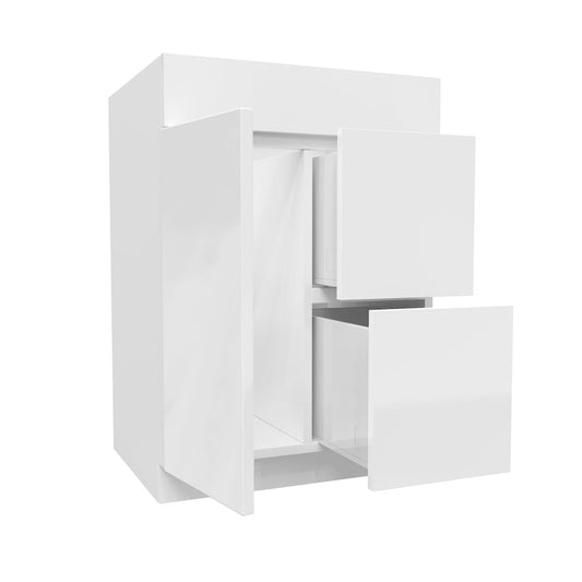 Vanity Sink Base Cabinet | Milano White | 24W x 34.5H x 21D