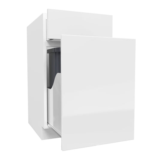 Waste Basket Cabinet | Milano White | 18W x 34.5H x 24D