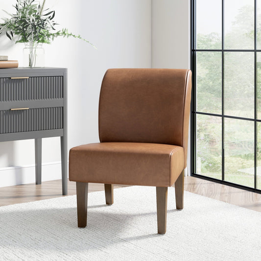 Clifton Upholstered Accent Chair, Saddle Faux Leather, by Hillsdale Living Essentials