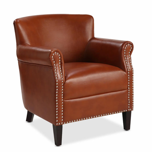 Comfort Pointe Holly Caramel Faux Leather Club Chair with Nail Head Trim