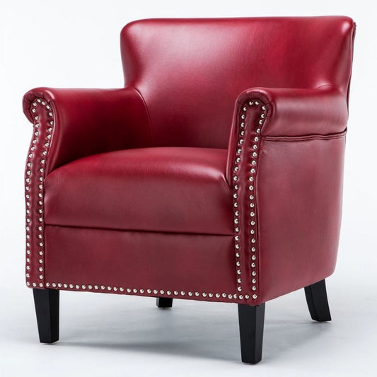 Comfort Pointe Holly Red Faux Leather Club Chair with Nail Head Trim