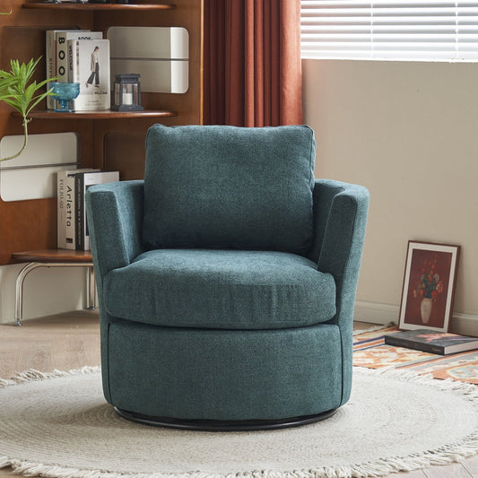 Comfy Round Accent Sofa Chair, 360 Degree Swivel Barrel Club Chair, Leisure Arm Chair for Nursery, Hotel, Bedroom, Office, and Lounge, Emerald